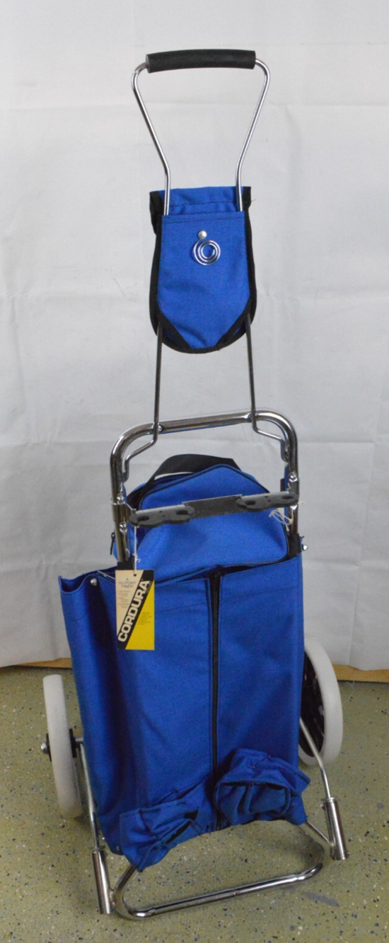 Golf Caddy Cart Blue Rolling Metal Frame 2-Wheel Trolley Portable